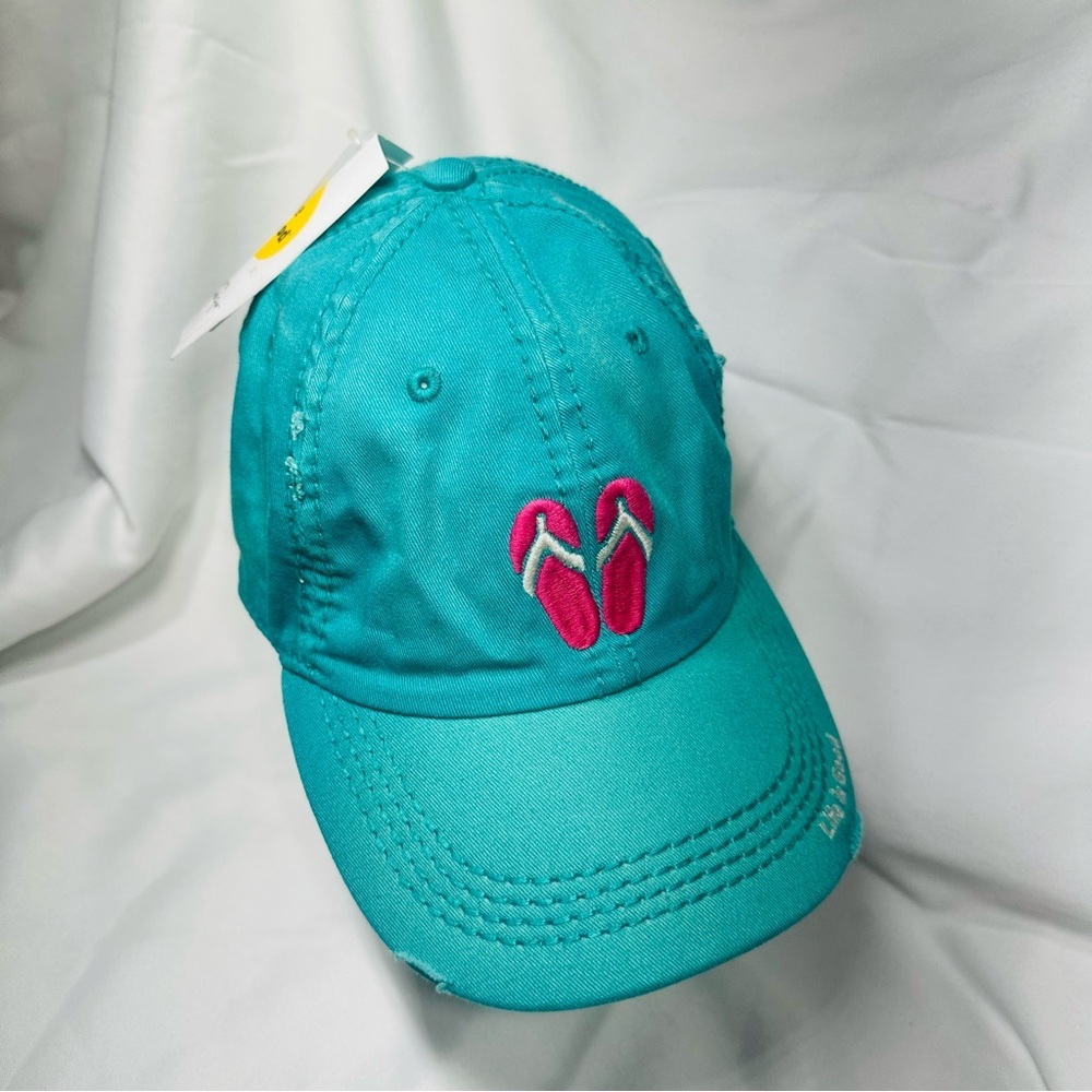 Life is Good Flip Flop Baseball Hat Adjustable Cotton NWT Coastal Vacation Beach